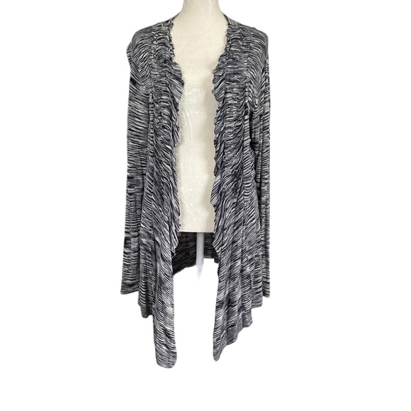 Alfani black & white space dyed long sleeve open front cardigan women’s large - Picture 2 of 9